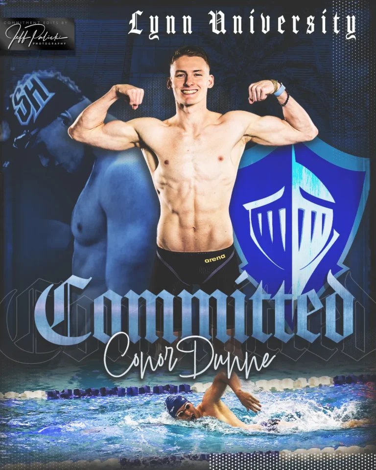 Swimming commitment graphic by Jeff Palicki Photography