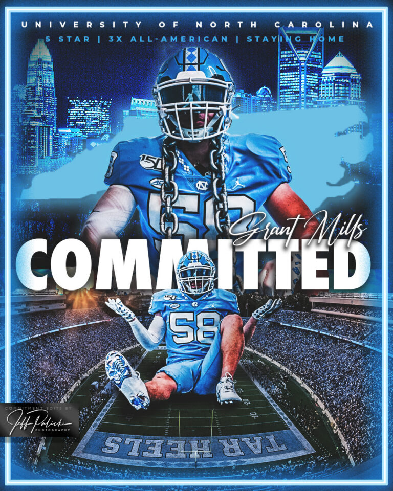 North Carolina football commitment graphic by Jeff Palicki Photography