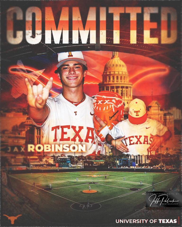 Texas baseball commitment graphic by Jeff Palicki Photography
