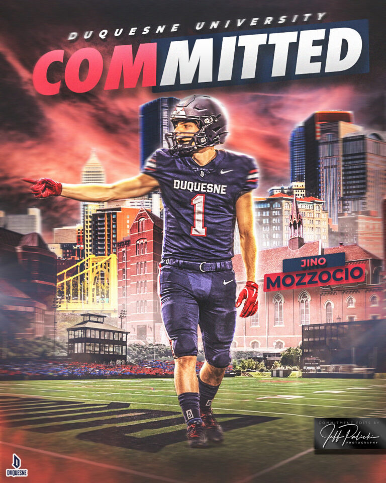Duquesne University football commitment graphic by Jeff Palicki Photography